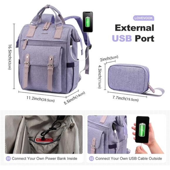 LOVEVOOK Laptop Backpack for Women, Teacher Nurse Bag Work Travel Computer